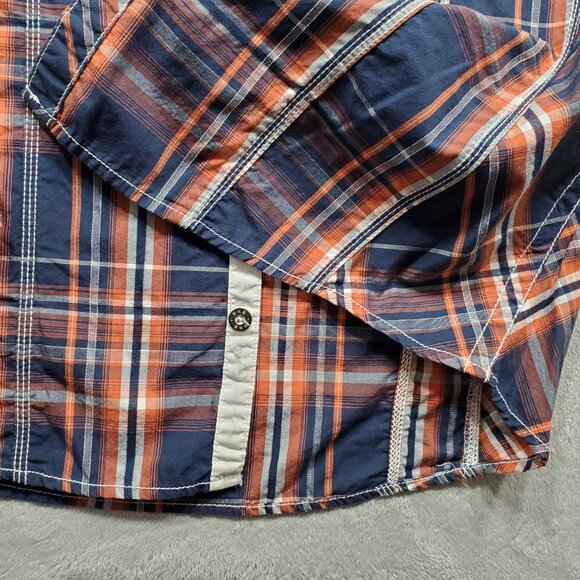 BKE Athletic Fit Long Sleeve Button Up Plaid Shirt Navy Burnt Orange Men Sz XL - Picture 9 of 12